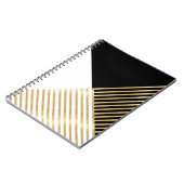 モダン白黒幾何金ゴールドストライプ ノートブック (左側)