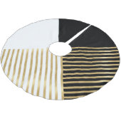 モダン白黒幾何金ゴールドストライプ ブラッシュドポリエステルツリースカート (アングル)