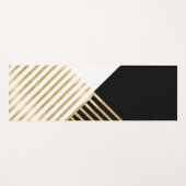 モダン白黒幾何金ゴールドストライプ ヨガマット (正面(横))