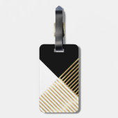 モダン白黒幾何金ゴールドストライプ ラゲッジタグ (裏面縦)