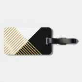 モダン白黒幾何金ゴールドストライプ ラゲッジタグ (裏面横)