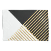 モダン白黒幾何金ゴールドストライプ 枕カバー (正面左)