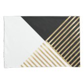 モダン白黒幾何金ゴールドストライプ 枕カバー (正面右)