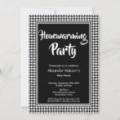 モダン白黒引っ越し祝いパーティーパーティー 招待状 (正面)