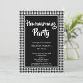 モダン白黒引っ越し祝いパーティーパーティー 招待状 (スタンド正面)