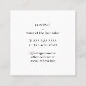 モダン白黒手書き美容師 スクエア名刺 (裏面)