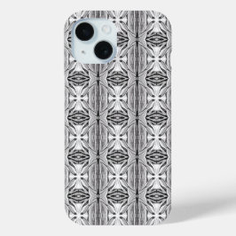 モダン白黒抽象芸術幾何学的パターン iPhone 15ケース