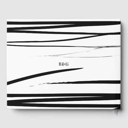 モダン白黒抽象芸術結婚式の引き出物 ゲストブック (裏面)