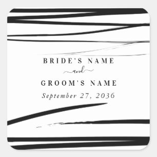 モダン白黒抽象芸術結婚式の引き出物 スクエアシール