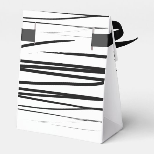 モダン白黒抽象芸術結婚式の引き出物 フェイバーボックス (裏面サイド)