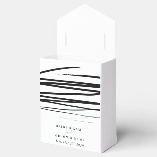 モダン白黒抽象芸術結婚式の引き出物 フェイバーボックス (オープン)