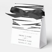 モダン白黒抽象芸術結婚式の引き出物 フェイバーボックス (正面サイド)