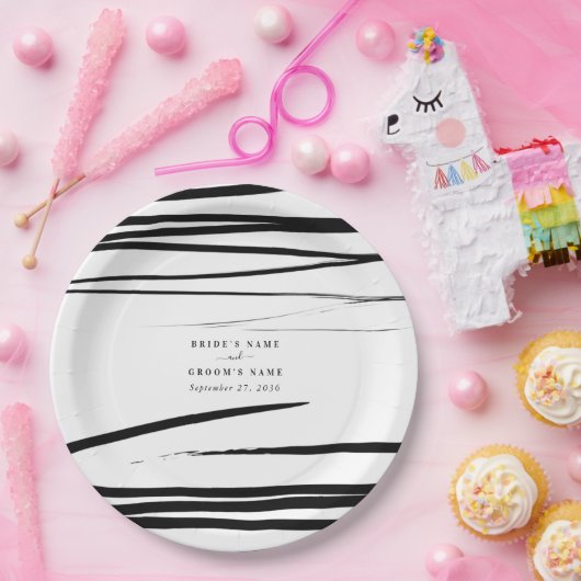 モダン白黒抽象芸術結婚式の引き出物 ペーパープレート (パーティー)