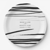 モダン白黒抽象芸術結婚式の引き出物 ペーパープレート (正面)