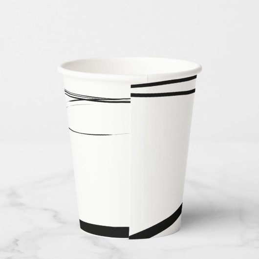 モダン白黒抽象芸術結婚式の引き出物 紙コップ (右)