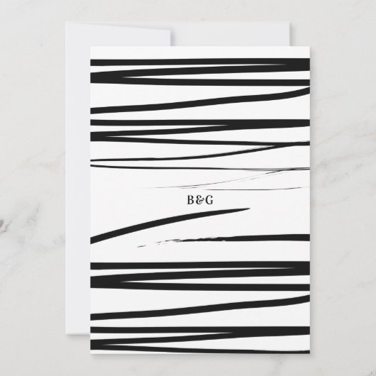 モダン白黒抽象芸術QRコー結婚ド サンキューカード (裏面)