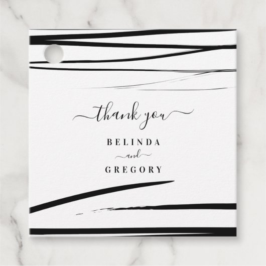 モダン白黒抽象芸術QRコー結婚ド フェイバータグ (正面)