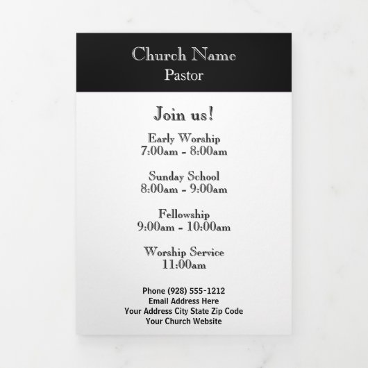 モダン白黒教会つながりパンフレット 三つ折りカード (カバー)