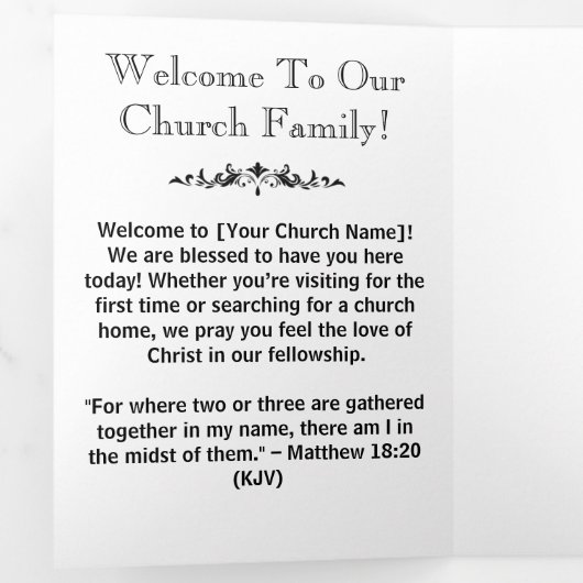 モダン白黒教会つながりパンフレット 三つ折りカード (内部最初)