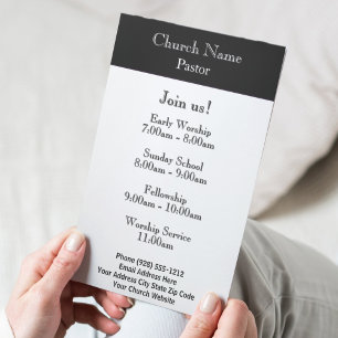 モダン白黒教会つながりパンフレット 三つ折りカード