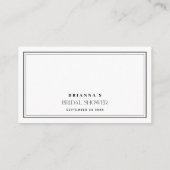 モダン白黒数キスブライダルシャワー エンクロージャーカード (裏面)