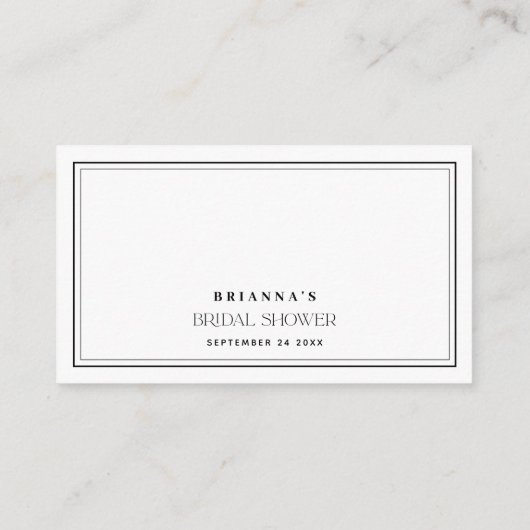 モダン白黒数キスブライダルシャワー エンクロージャーカード (裏面)