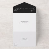 モダン白黒書結婚文字 オールインワン招待状 (外側)