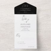 モダン白黒書結婚文字 オールインワン招待状 (内側)