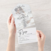 モダン白黒書道結婚写真 オールインワン招待状 (貼ってはがせる)