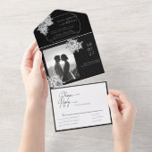 モダン白黒書 オールインワン招待状 (貼ってはがせる)