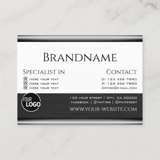 モダン白黒木目木板ロゴ 名刺 (裏面)