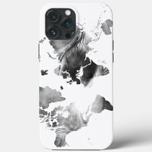 モダン白黒水カラーのワールドマップ Case-Mate iPhoneケース (裏面)