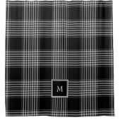 モダン白黒水牛の格子模様モノグラム シャワーカーテン (正面)