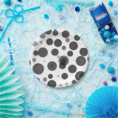 モダン白黒水玉模様バブルパーティー ペーパープレート (パーティー)