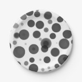 モダン白黒水玉模様バブルパーティー ペーパープレート (正面)