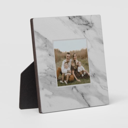 モダン白黒灰色の大理石パターン フォトプラーク (正面)