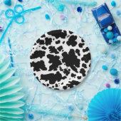 モダン白黒牛皮質感アニマルプリント ペーパープレート (パーティー)