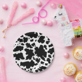 モダン白黒牛皮質感アニマルプリント ペーパープレート (パーティー)