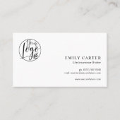 モダン白黒生命保険ブローカーQRコード 名刺 (正面)