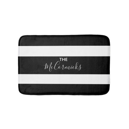 モダン白黒系モノグラストライプのム バスマット (正面)