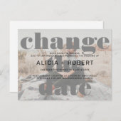 モダン白黒結婚の写真で日付を変える 案内ポストカード (正面/裏面)