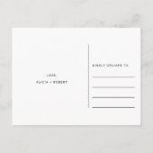 モダン白黒結婚の写真で日付を変える 案内ポストカード (裏面)