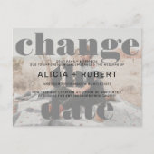 モダン白黒結婚の写真で日付を変える 案内ポストカード (正面)