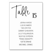 モダン白黒結婚の座席表カード テーブルナンバー (裏面)