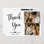 モダン白黒結婚の感謝Collageカード サンキューカード (正面/裏面)