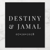 モダン白黒結婚タイポグラフィ ワインラベル (シングルラベル)