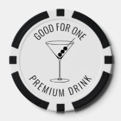 モダン白黒結婚ドリンクカクテルバー ポーカーチップ (正面)
