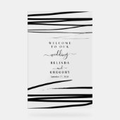 モダン白黒結婚抽象芸術歓迎 アクリルサイン (正面)