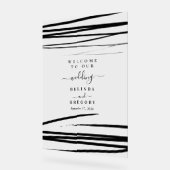 モダン白黒結婚抽象芸術歓迎 アクリルサイン (傾斜)