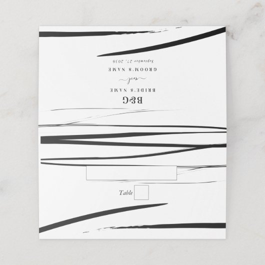 モダン白黒結婚抽象芸術 プレイスカード (外部開封)